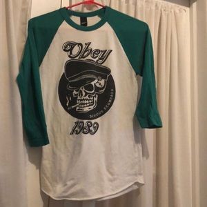 Obey printed 3/4 sleeve T-shirt